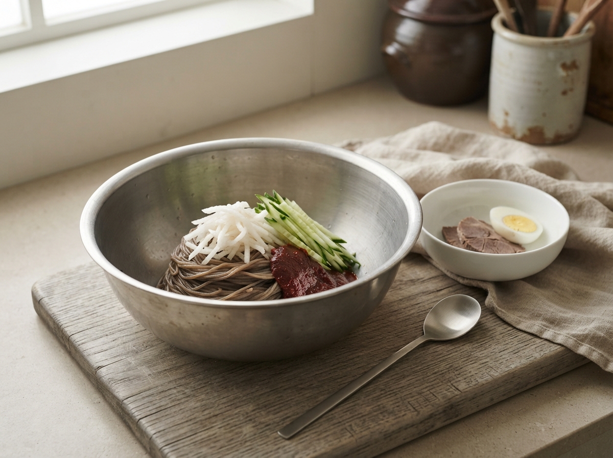 냉면-재료-면발-양념장-조리